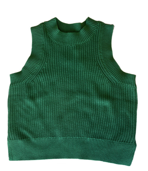 Demi High Crew Neck Tank - Ivy Green