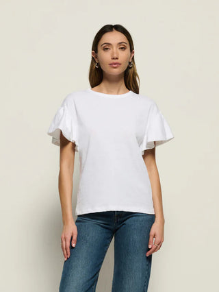 Camille Ruffle Sleeve Top - Optic White