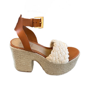 Isabel Cutout Platform Heel - Ecru/Brown