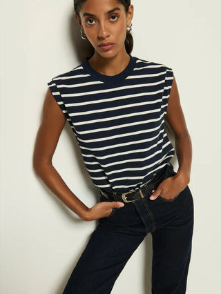 Marina Muscle Tee w/ Shoulder - Playa Stripe