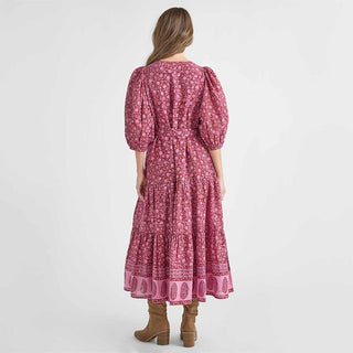 Pintuck Indira Dress - Burgundy