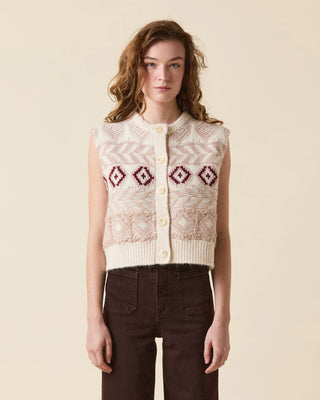 Fair Isle Vest - Camel/Cream