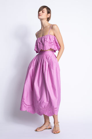 Mora Embroidered Top/Skirt Set - Orchid