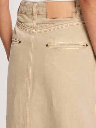 Evie Denim Midi Skirt - Sand