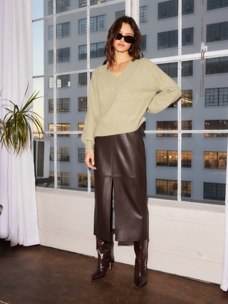 Kaia Faux Leather Midi Skirt