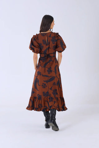 Antonia Dress - Noir Bloom Brown