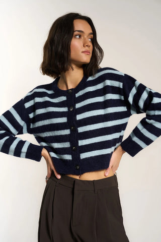 Fiona Stripe Cardigan - Sky Stripe