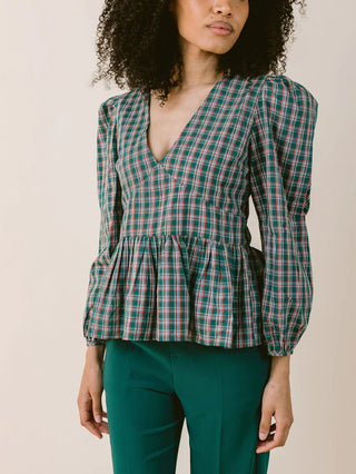 Cara Top - Green Plaid