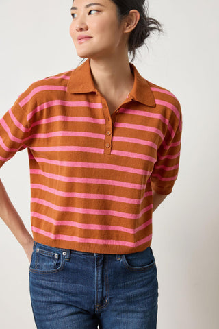 Drop Shoulder Polo Neck Sweater - Sierra/Calypso