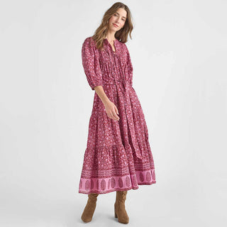 Pintuck Indira Dress - Burgundy