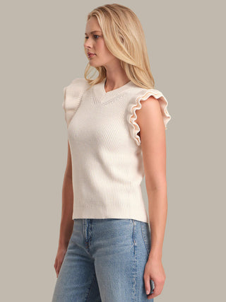 Faye Ruffle Top - Sea Salt
