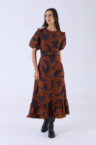 Antonia Dress - Noir Bloom Brown