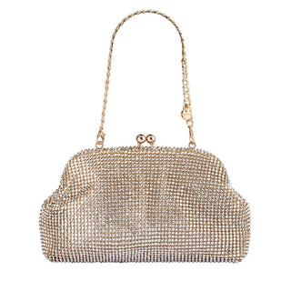 Ela Crystal Mesh Clutch - Champagne