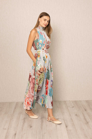 Malaga Pleated Maxi Dress - Multi Color