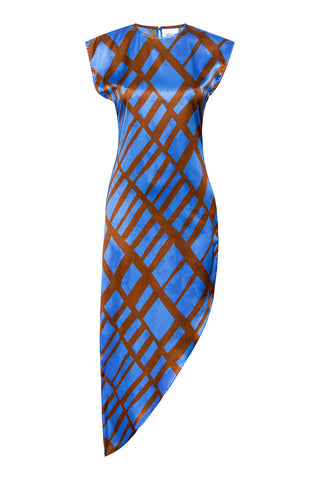 Lydia Dress - Blue/Brown Matrix