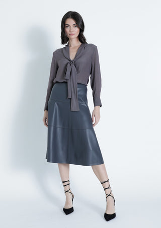 Victoria Vegan Leather Midi Skirt