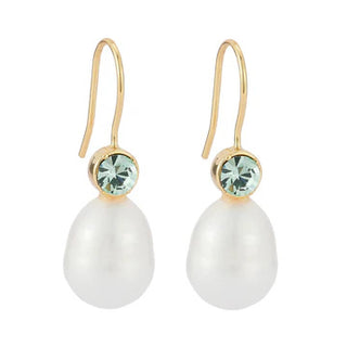 Ellie Pearl Drop Earrings - Mint