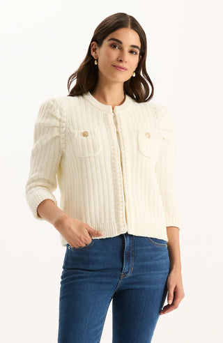 Liza Cotton Blend Knit Jacket - Ivory
