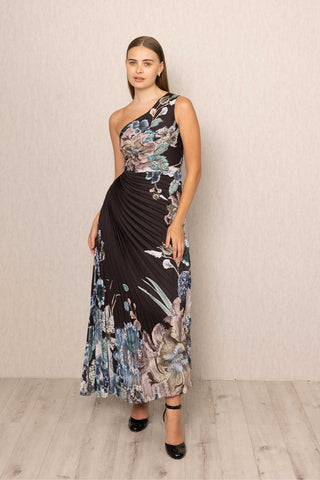 Amelia Asymmetric Pleated Dress - Multi Color