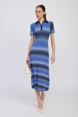 Ora Knit Midi Dress - Navy Light Blue Ivory