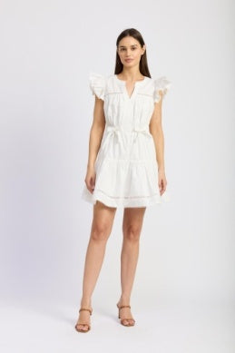 Isabella Poplin Mini Dress - White