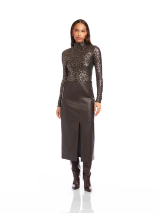 Kaia Faux Leather Midi Skirt