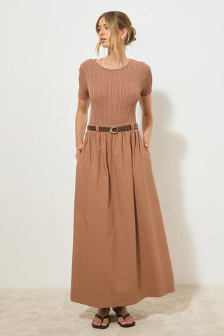 Eternal Knit Combo Dress - Hazelnut