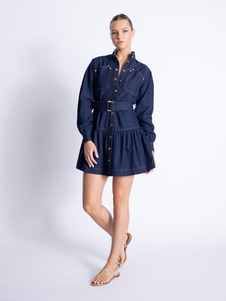 Saraswati Denim Mini Dress - Jean Blue