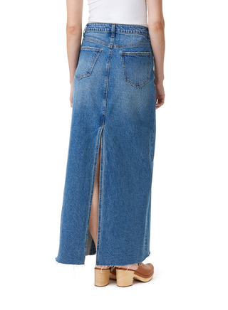 Button Down Maxi Denim Skirt - Baltic