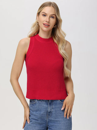 Demi High Crew Neck Tank - Cherry Red